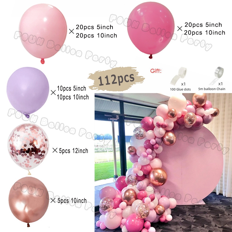 Kit de arco de guirnalda de Globos rosas, decoraciones para de cumpleaños, Foil de cumpleaños para niños, Globos de oro blanco, decoración de boda, Globos para Baby Shower: RUBY