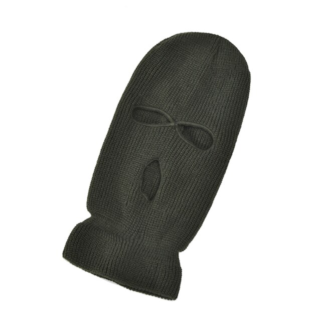 Unisex balaclava mask mössa 3 håls ansiktsmask svart stickad skid snowboard mössa keps vinter mössor dam: Armégrön