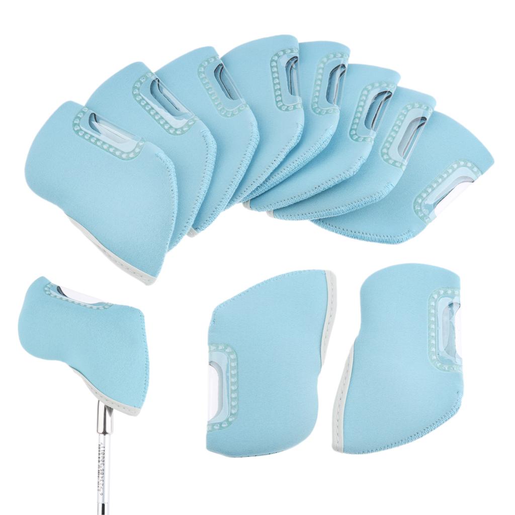 Housses de tête en fer Golf, protection de la tête en fer pour le Golf protection de la tête en fer pour le Club de Golf, accessoires de Golf, 9 couleurs, 10 pièces: Light Blue