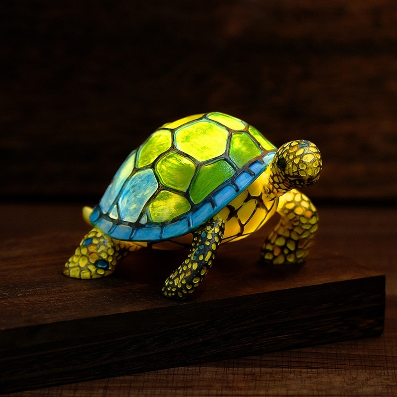 Elegante Buntglas-Tischlampe mit Tierdekoration für Wohnzimmer und Schlafzimmer