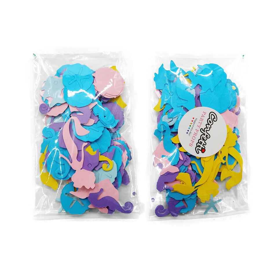 Amawill Mermaid Ocean 100pcs Paper Confetti Mermaid Party Decoration Starfish Seahorse Under The Sea Birthday Party Supplies 75D