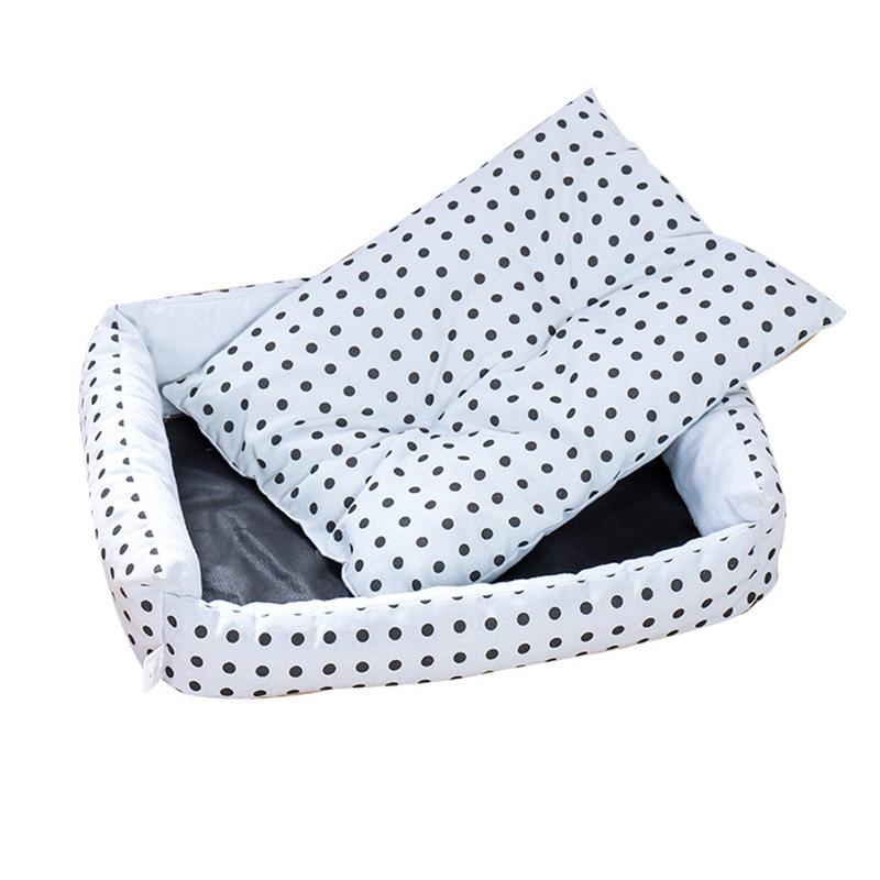 Stor størrelse solseng for katt vaskbar sovepose rosa prikker kurv hundesenger for store hunder vintervarme kennel myke putematter: Q / S (42 x 35 x 12cm)
