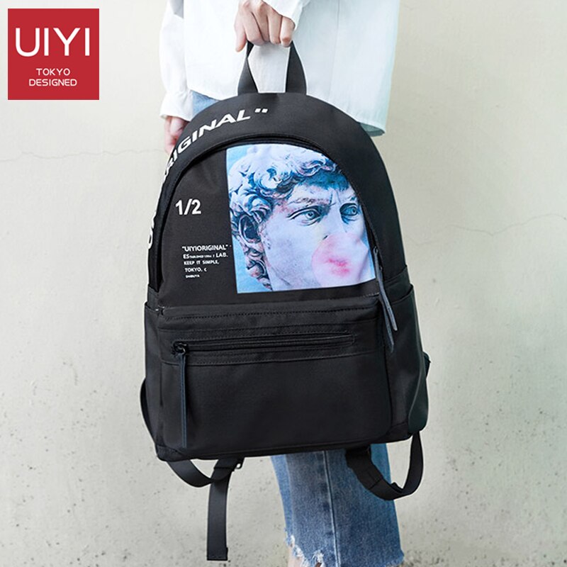 Uiyi koreansk taske trykt mænd rygsæk laptop rygsæk stor kapacitet skoletaske vandtæt rejsetaske kvinder rygsæk mænd