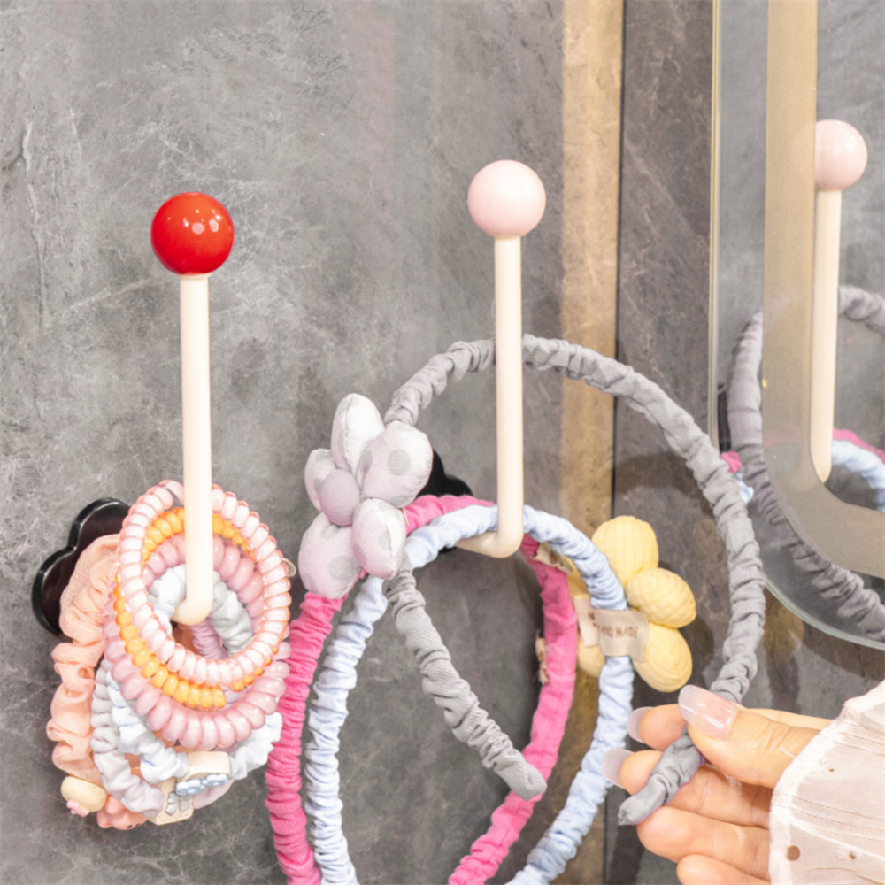 Gancho de almacenamiento multifuncional, estante de exhibición para diadema, soporte organizador para Scrunchie, ganchos sin perforaciones para baño, gancho para colgar bolsa de llaves de pared