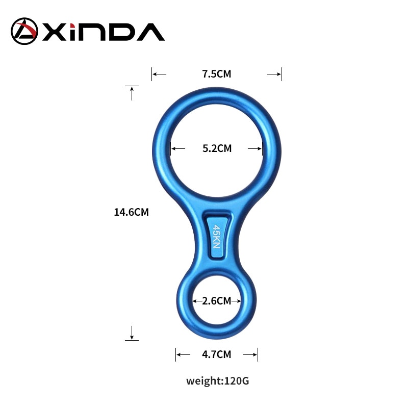 XINDA-Dispositivo de rappel para escalada en roca, 8 formas, ocho anillos, 45KN, descenso, Belay, mosquetón de rappel, Kit de descenso al aire libre