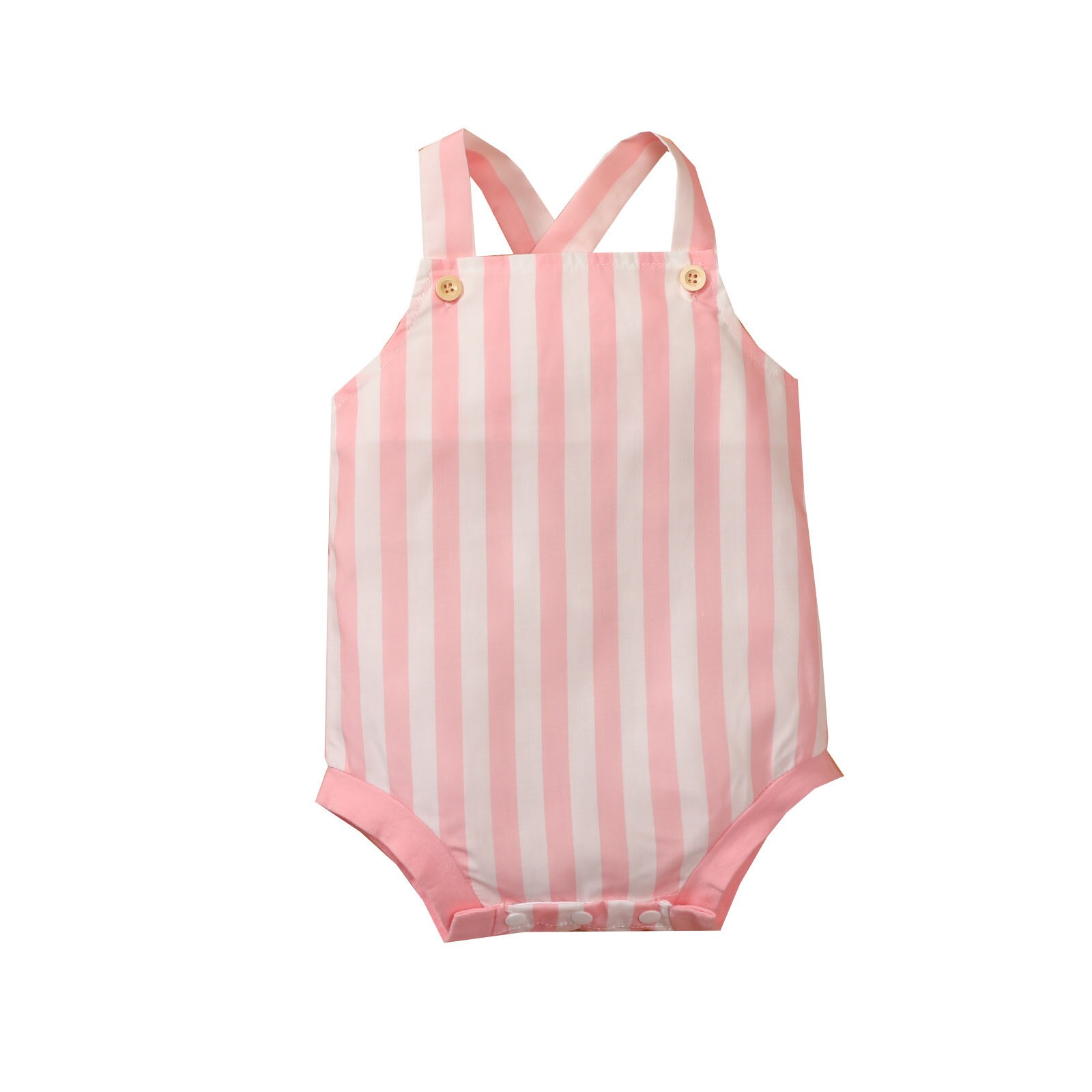 Zomer Schattige Baby Rompertjes Pasgeboren Mouwloze Peuter Kids Jongens Meisjes Gestreepte Gedrukt Jumpsuits Casual Outfits Kostuum 3-18 Maanden: Pink  / 6-9 M