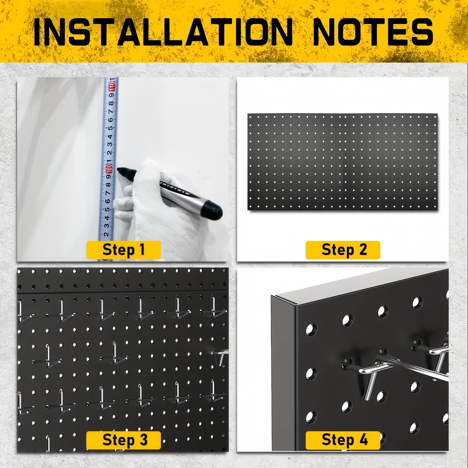 83-delige metalen pegboard-organizerset met haken en 12x12 inch panelen voor garagewerkbank schuuropslag