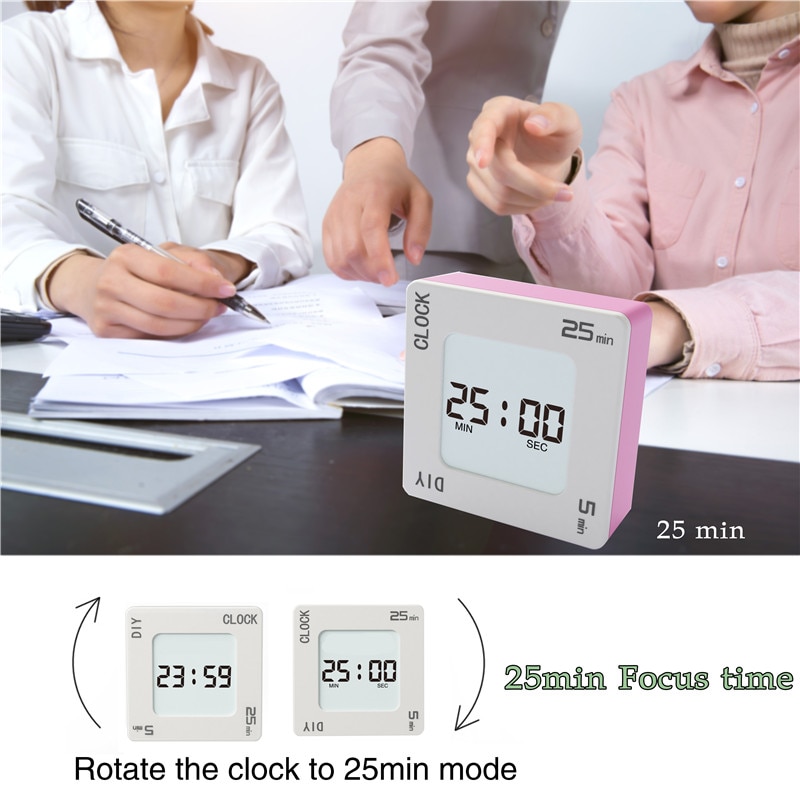 Digital LCD Alarm Clock DIY Time Management Tomato Timer Reminder Vibration Timer Snooze Flips Quartet Alarm Clock