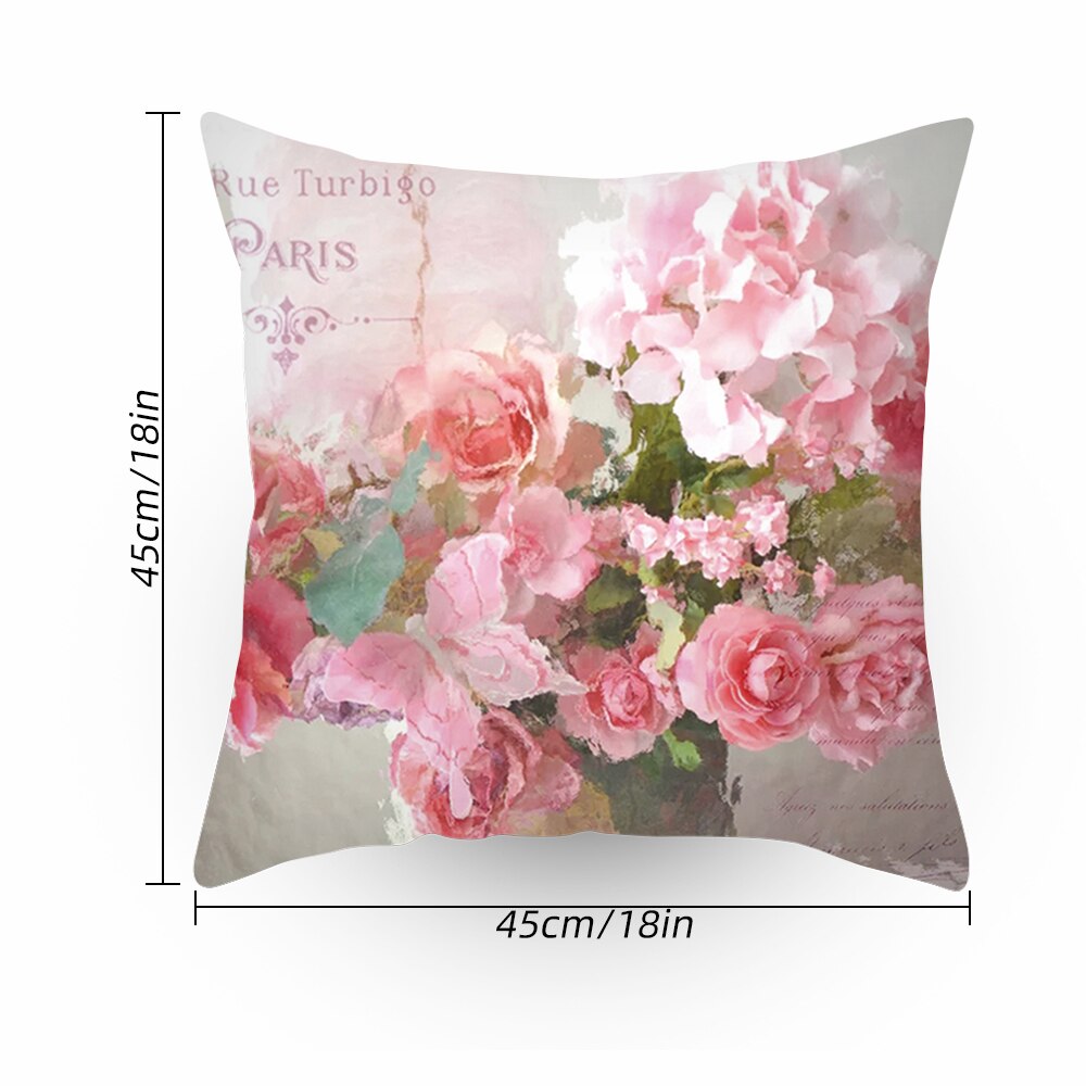 45 x 45cm 1 blomst farverig sofa pudebetræk pink pudebetræk pudebetræk hjemme sovesofa stol dekoration 17.72x 17.72 tommer: E