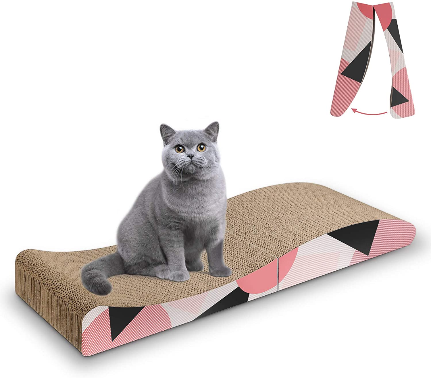 Pet Cat Scratcher Cardboard Corrugated Scratch Pad Cat Scratcher Lounge kitty Beds for Furniture Protection Cat Training Toys
