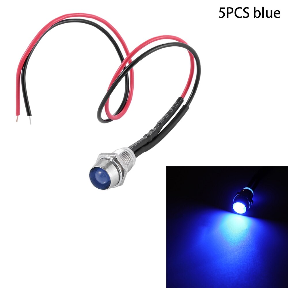 5 Stks/partijen 12V 8Mm Led Panel Pilot Dash Waarschuwingslampje Lampje Auto Van Boot Geschikt Voor Auto 'S bestelwagens En Andere Auto: Blue