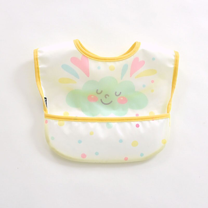 Babador impermeável e à prova de sujeira leve do infante na moda fácil esfregar o bolso da criança do arroz macio e confortável comer o babador: Clouds