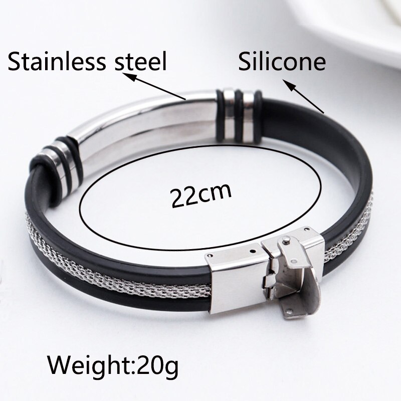 Silbrig/Gold Farbe Leere Bar Edelstahl Männer Handgelenk Band Rillen rüder Gittergewebe Verknüpfung EinfüGen Punk Armbinde Stilvolle lässig armreif