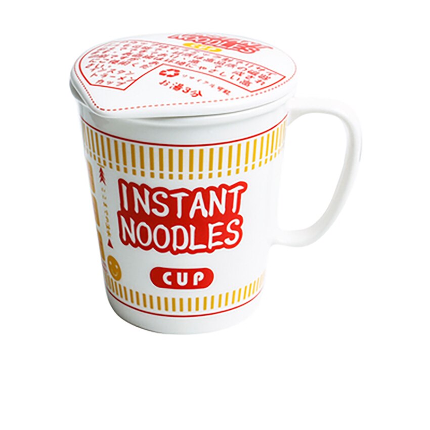 Bol à nouilles instantanées en céramique avec couvercle et poignée, tasse de soupe à nouilles instantanées, lave-vaisselle à micro-ondes disponible bleu rouge