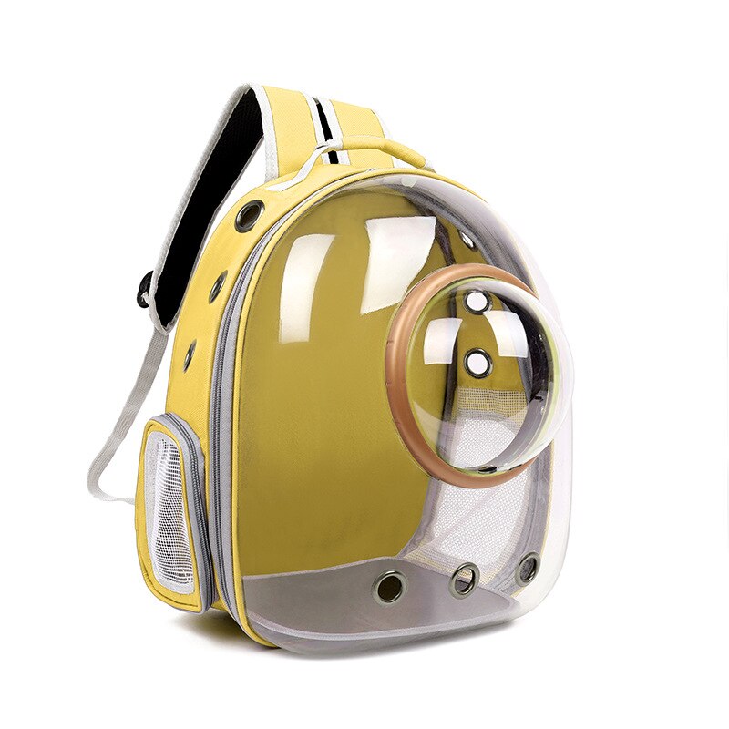 Astronaut Window Bubble Carrying Travel Bag Breathable Space Capsule Transparent Pet Carrier Bags Dog Cat Backpack: Yellow