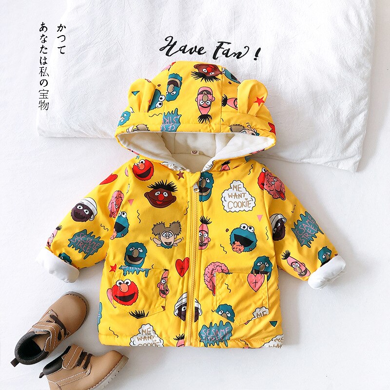 Winter Warm Baby Meisjes Katoen Donw Dikke Fleece Hooded Cartoon Parka Bovenkleding Jongens Kids Jassen Sneeuw Wear Jassen Casaco: Cartoon / 6m