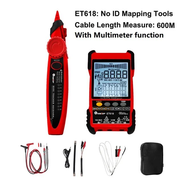 Ai äußern Sammlung Tooltop Netzwerk Kabel Tester Multimeter lan Kabel Verfolgung Poe Prüfung 400m/600m Länge messen Empfindlichkeit: rot