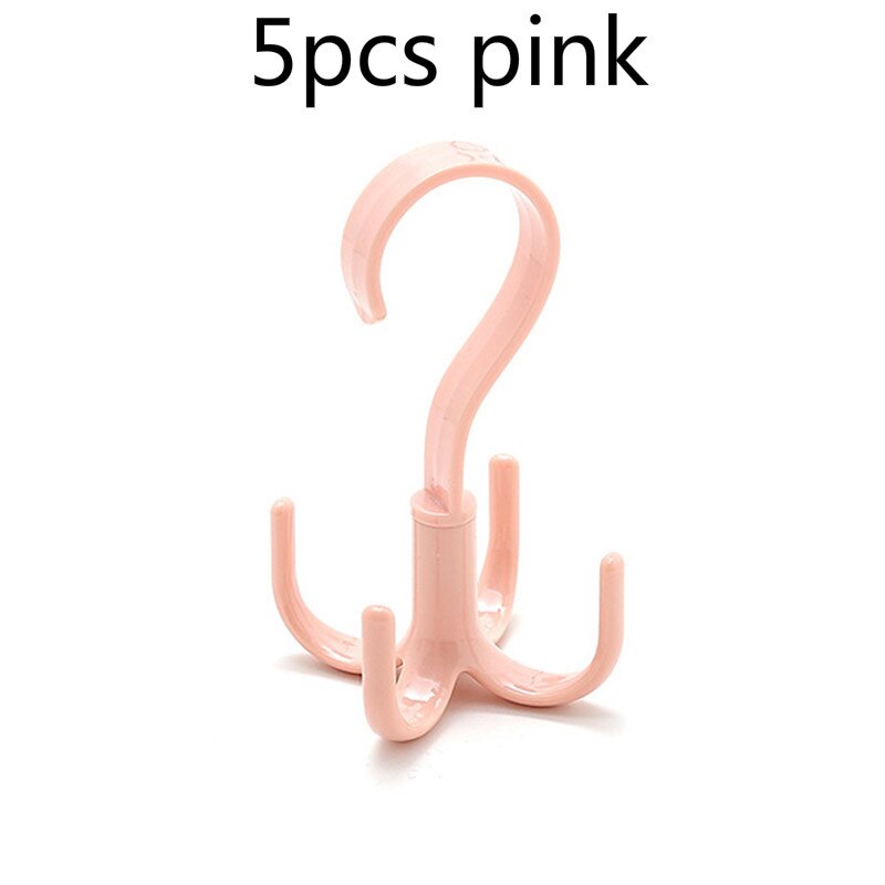 2/5 Stuks Plastic Haak S Vorm Haak Vier-Klauw Thuis Slaapkamer Hanger Kleren Schoenen Haken Sluiting Holder plastic Opknoping Haken: 5pcs pink