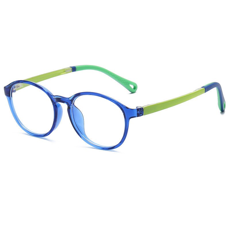 Gafas ópticas con montura Ovalada para niños y niñas, lentes transparentes de silicona suave, con protección contra luz azul, para ordenador: C4