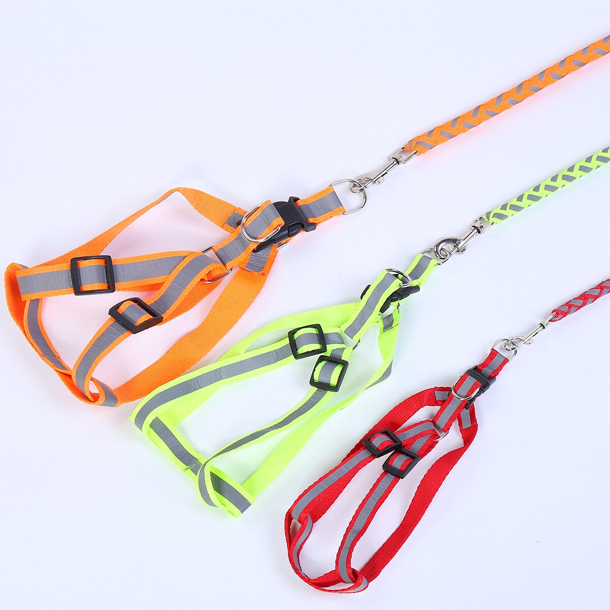 Luminous Harness For Dogs Reflective Dog Harness Leash Set Braided Traction Round Rope Large Medium Small Dog Chain Night Out