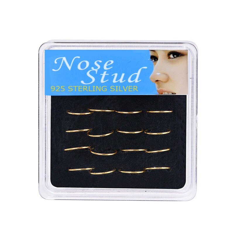 WALERV 20PCS Body Piercing Sieraden Ronde Zilveren Neus Ringen Eenvoudige Oorbel Neus Piercing Goud Kleur Neus Studs: Gold