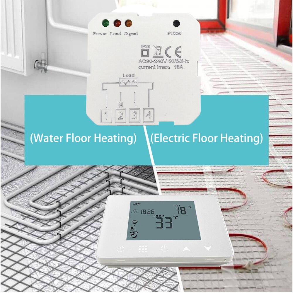 Wireless WIFI & RF Module 16A Receiver. Programmable Thermostat for ,Electric Heating Thermostat Water Floor Heating,