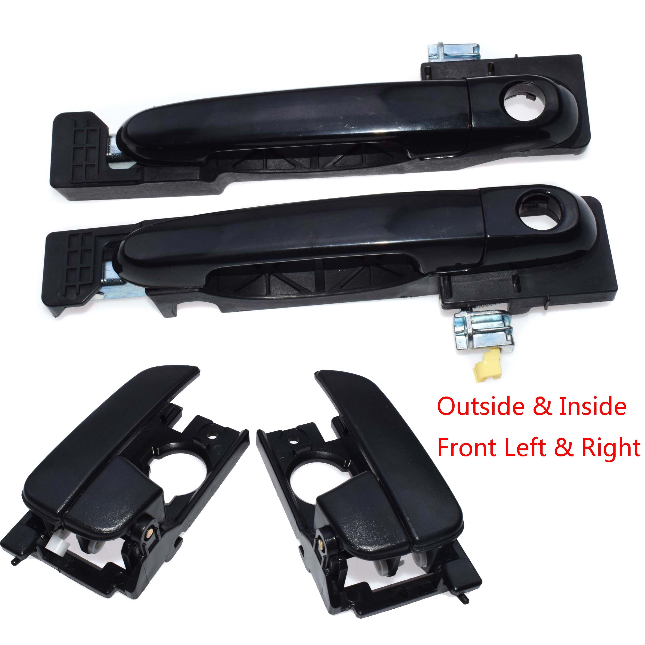 Manija de puerta interior y externa, Kit de manija de puerta interior trasero izquierdo delantero derecho para Hyundai Accent 1.6L 2006 2007: Outside Inside RL RR