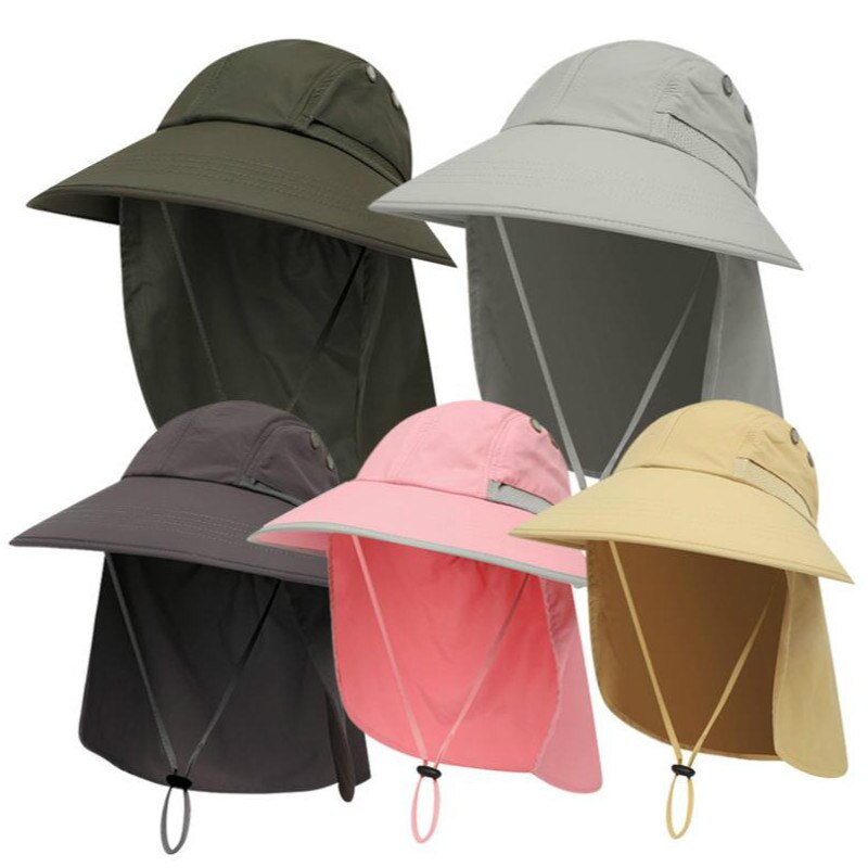 Gorra de pesca de cola de caballo de ala ancha para mujer, sombrero de pescador ajustable, protección UV sólida, protector solar de verano, bob