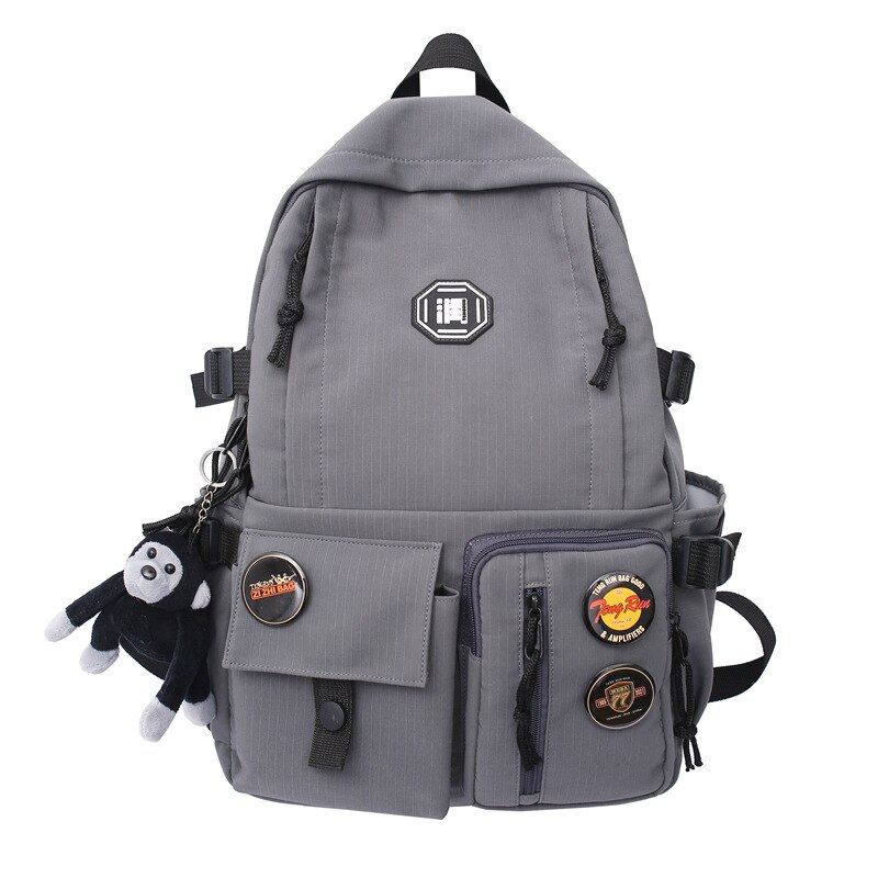 100% Women's Backpack Large Capacity Nylon School Bag for Teenage Girls Student Book Laptop Travel Rucksack Mochila: 8GRAY / only bag