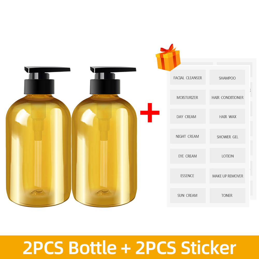 1/2/3PCS Liquid Soap Dispenser Bottle Press Type Lotion Empty Bottle 300ML/500ML Shampoo Body Wash Shower Bottle Bathroom: 2Pcs Yellow / 300ML