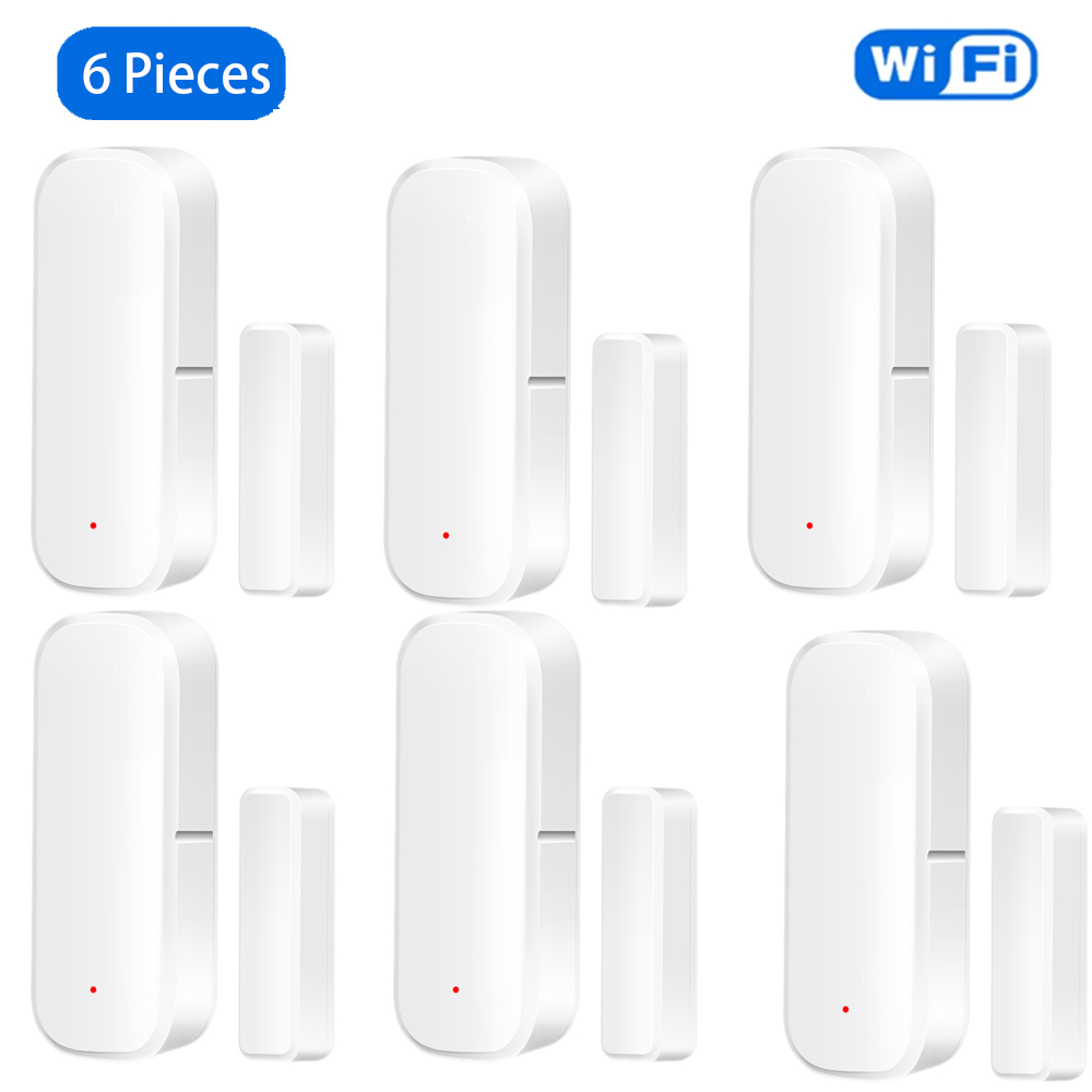 Tuya WiFi Raamdeursensor Draadloze deurdetector Alarmen Smart Life APP Afstandsbediening Werk met Alexa Google Home Smart Home: Rood