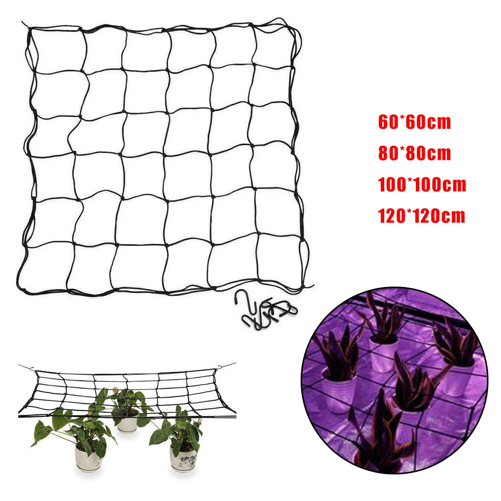 Red elástica de malla protectora para tienda de cultivo hidropónico, Red de soporte superior para plantas