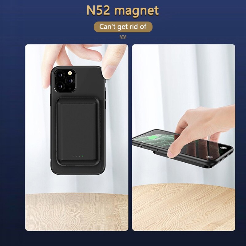 Cargador inalámbrico magnético de 5000mAh para iPhone 12 Pro Max 12, Mini batería externa portátil