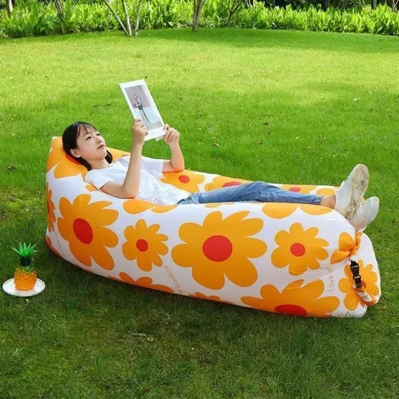 sofá inflable al aire libre Camping Festival de Música Cama inflable para adultos Cojín de aire Cojín de aire Sofá portátil: Amarillo fluorescente