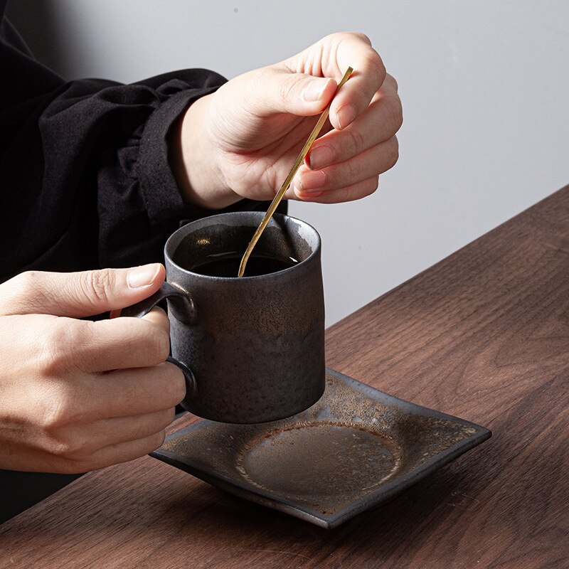 Rustic Coffee Mug and Saucer Set