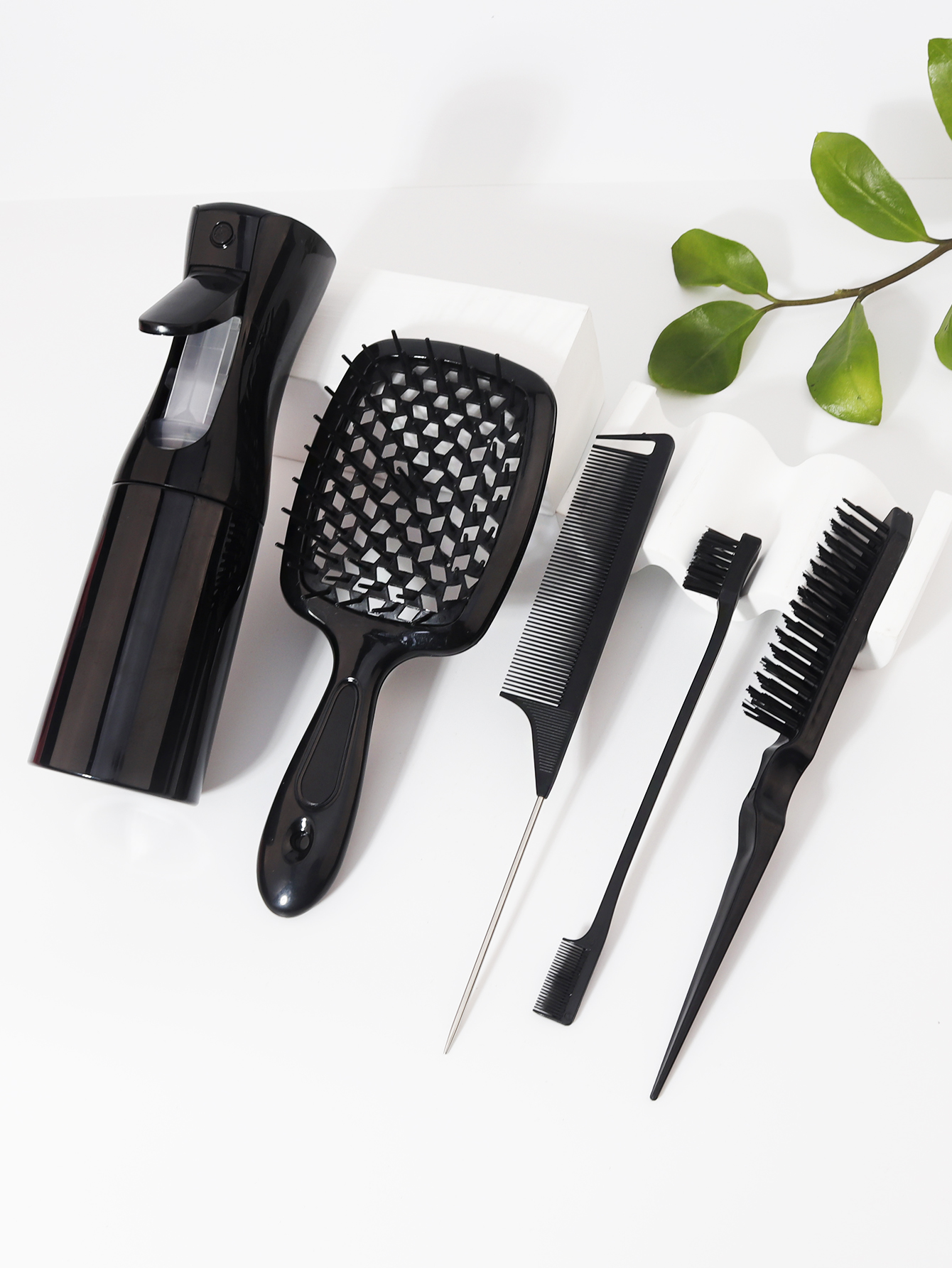 5 pieces/set of hair tool set, hollow comb, rat ta... – Grandado