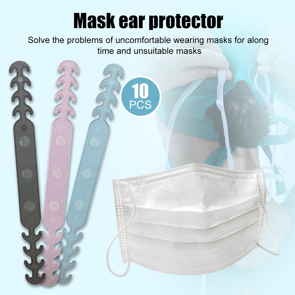 Masque en Silicone antidérapant réglable, 10 pièces, poignées auriculaires, crochet d'extension, masques faciaux, support à boucle, accessoires de