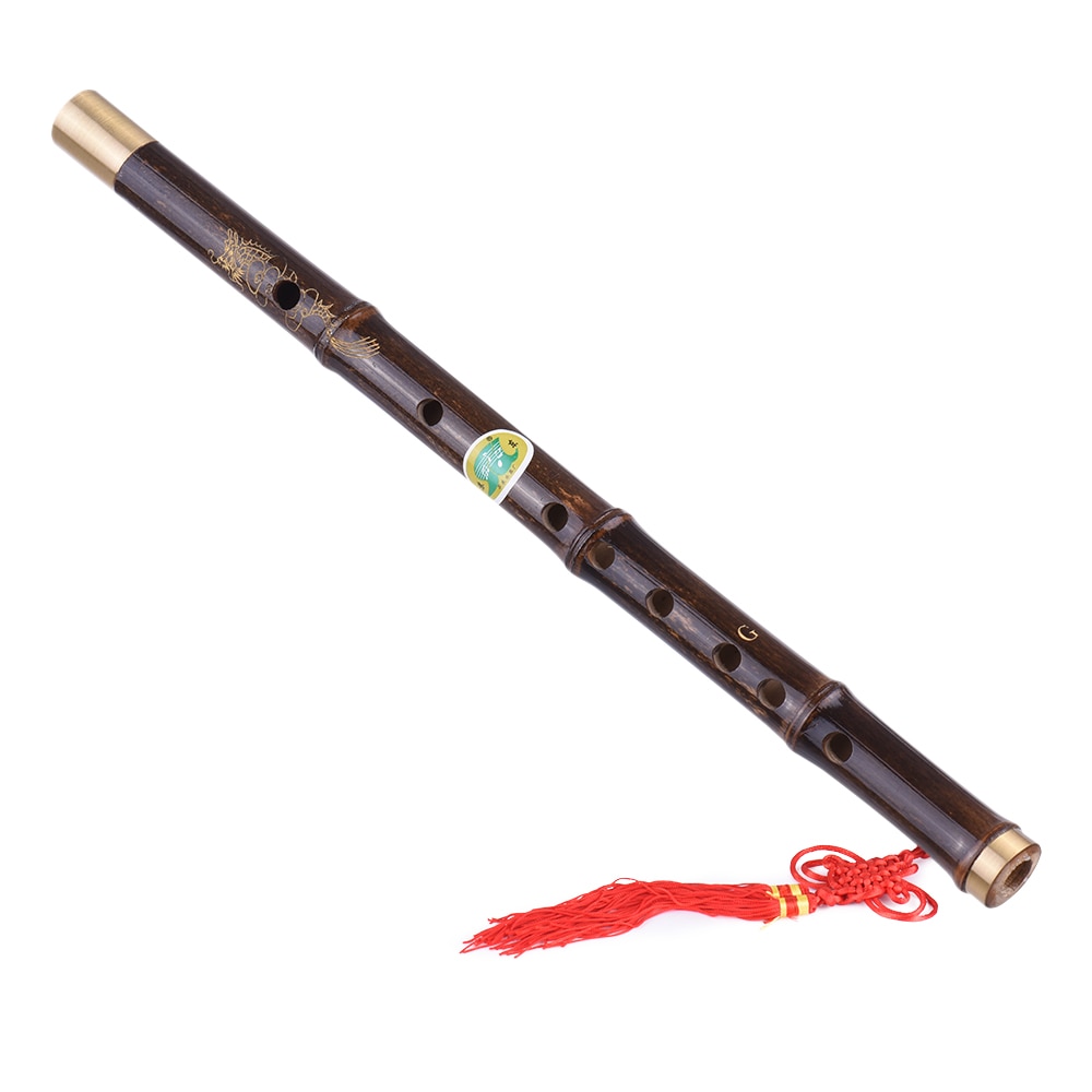 Flute Black Bamboo Dizi Flute Traditional Handmade Chinese Musical Woodwind Instrument Key of D Study Level