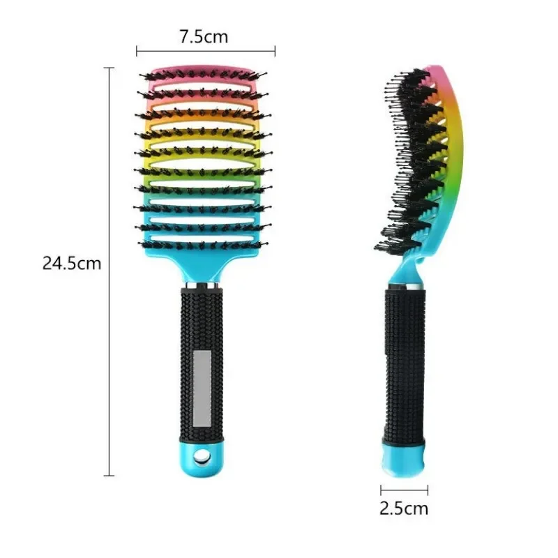 Cepillo para el cabello, cepillo para desenredar, cerdas y nailon, pelo rizado húmedo para mujer, peine para masaje del cuero cabelludo, herramientas de estilismo para salón de peluquería