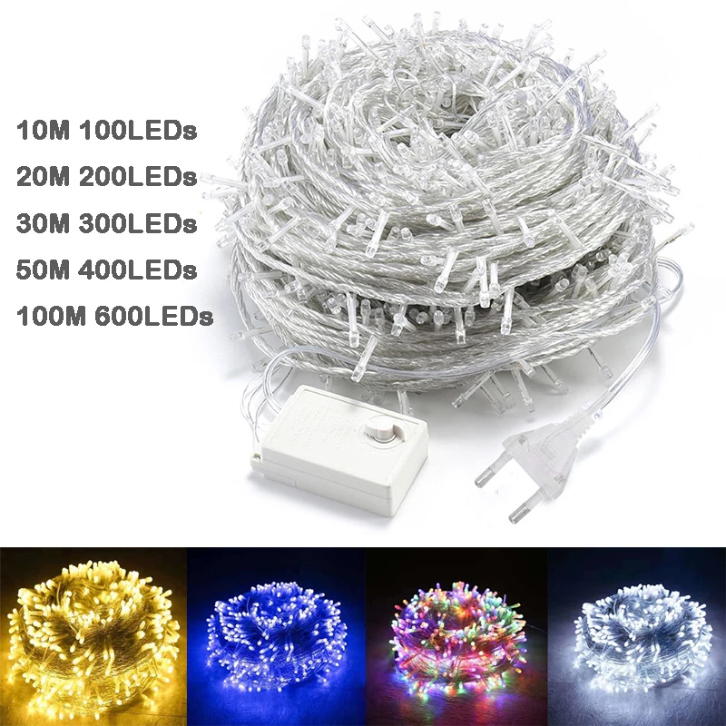 Led Christmas Lights Outdoor LED String Lights 100M 50M 30M 20M 10M Fairy Light Garland Decoration Wedding Party Garden