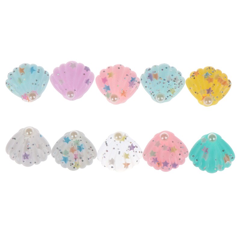 10 st / parti 25*28mm diy glänsande harts abs pärla snäckskal platt bak cabochon diy telefon / hantverk scrapbooking dekoration: A6