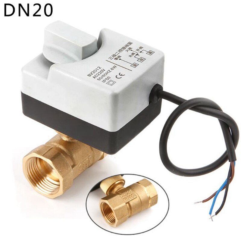 Ac220v dn20 2 -veis 3 ledninger motorisert kulventil elektrisk aktuator med manuell bryter