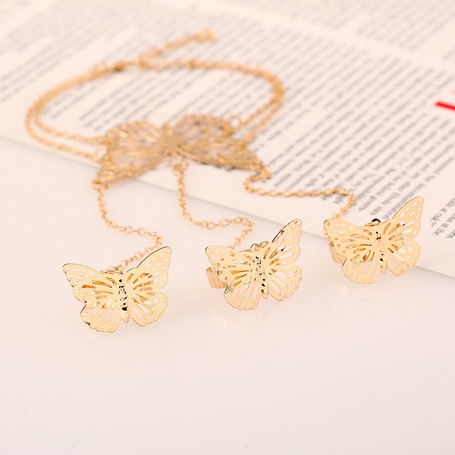 Hohl Schmetterling Armbänder für Frauen Zubehör Gold/Silber farbe SchöNe Ebene Insekt Finger Kette Armbinde Mädchen