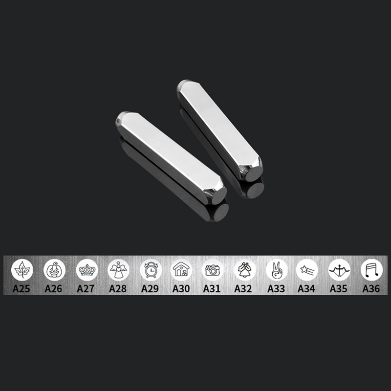 12PCS Metal Stamp Set Embossing Tool Pattern Leather Logo Special-Shaped Steel Stamping Punch