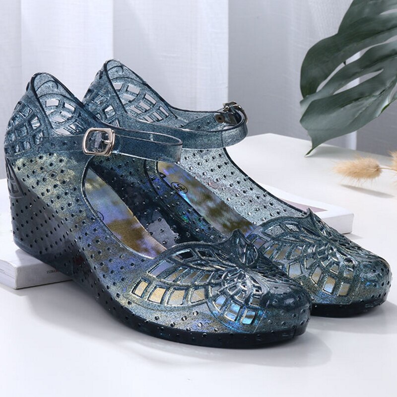 plastic sandals ladies transparent non-slip beach shoes