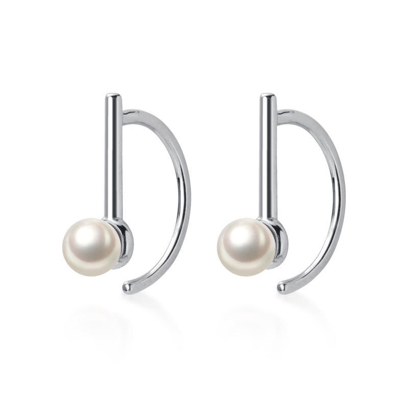 Inzatt ægte 925 sterling sølv perle geometriske hoop øreringe til kvinder fest fine smykker geometrisk tilbehør: Default Title