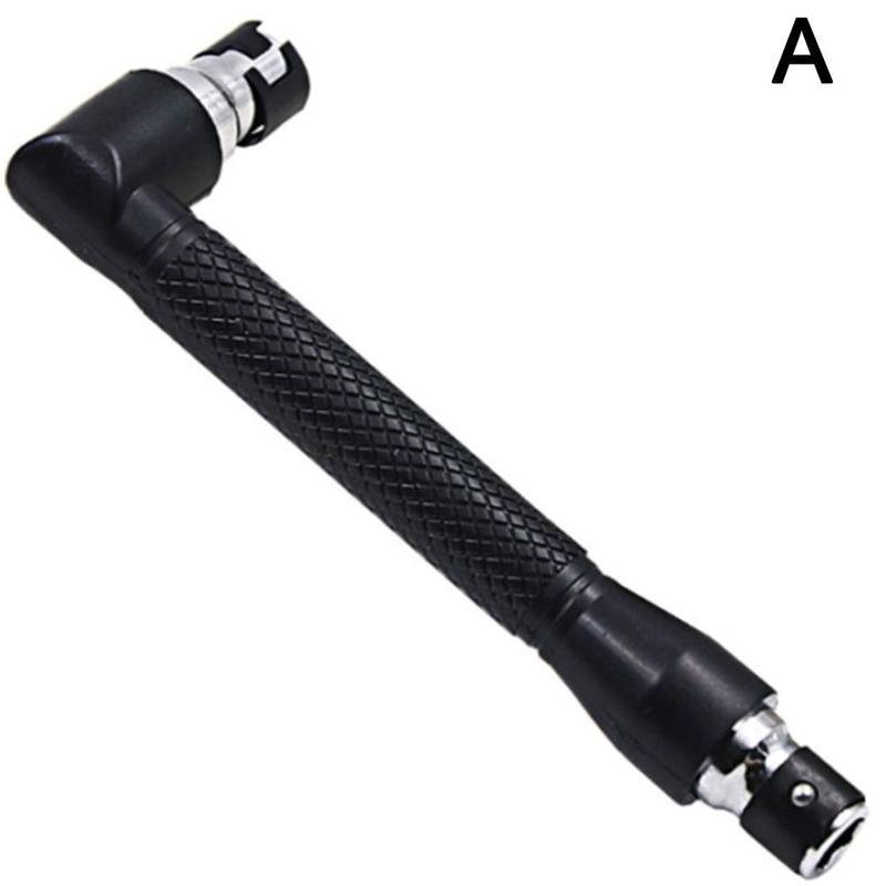 1pc Adjustable Double Head Handle Black 6.35 Wrench Sleeve Hex Universal Ratchet Bit Hook L-type 1/4 Head With Screwdriver P8U5: A