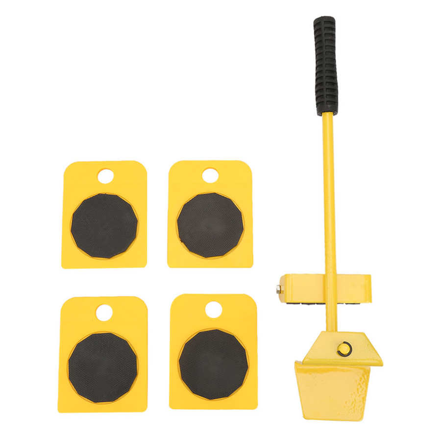 Juego de Herramientas para Mover muebles elevador de Transporte de muebles, herramientas para Mover cosas pesadas, rodillo para Mover 4 ruedas + 1 Barra de rueda, conjunto de herramientas de mano