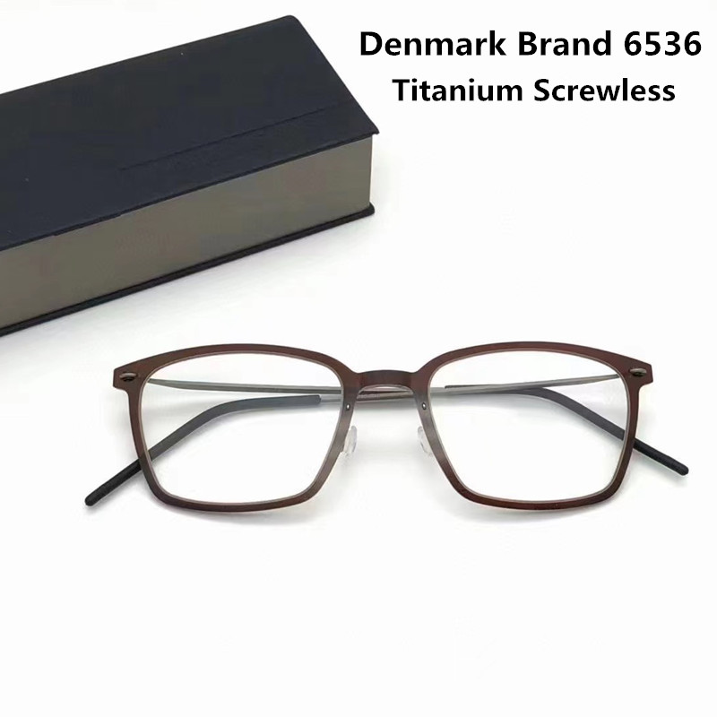 Denmark Brand Titanium Prescription Eyeglasses 6536 Square Ultralight Screwless Glasses Frame Men Women Myopia Optical Spectacle