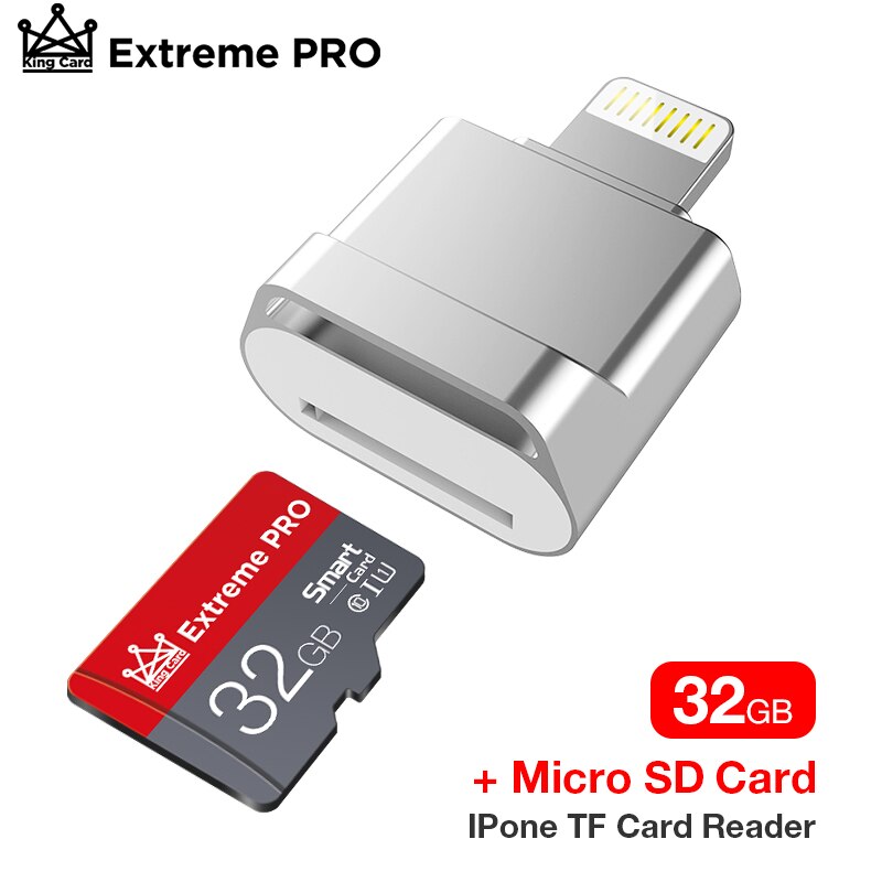 Lettore di schede Mini OTG per iPhone TF Card 16 32 64 128GB Plug & Play adattatore da Lightning a MicroSD nessun Driver necessario: Silver 32GB